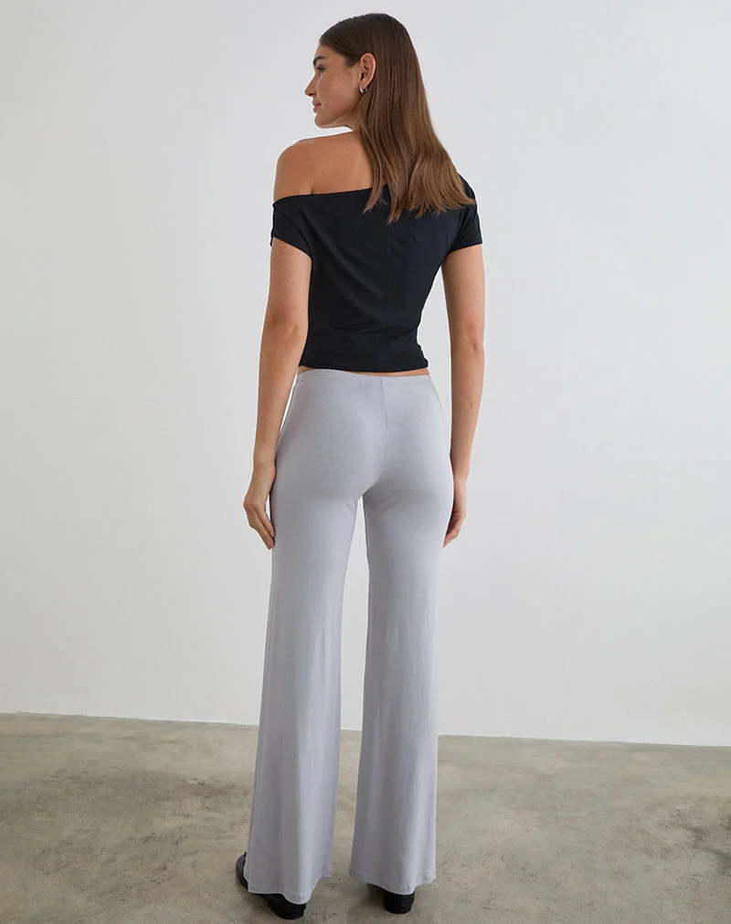Baku-Hose mit weitem Bein aus Rayon-Jersey in Lila-Grau