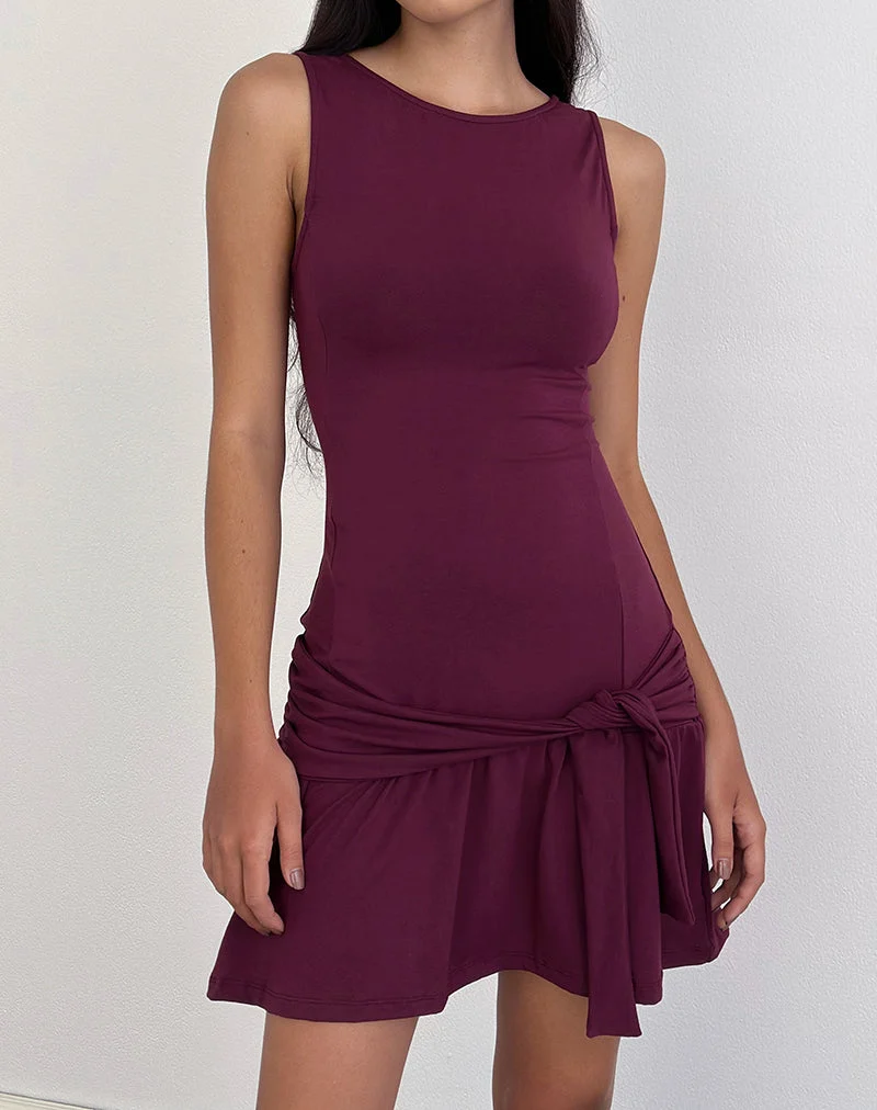 Supriati Minikleid aus Rayon-Jersey in Tiefpurpur