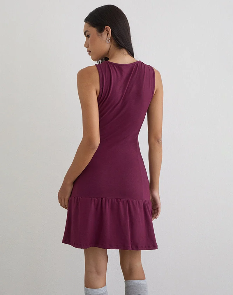 Supriati Minikleid aus Rayon-Jersey in Tiefpurpur