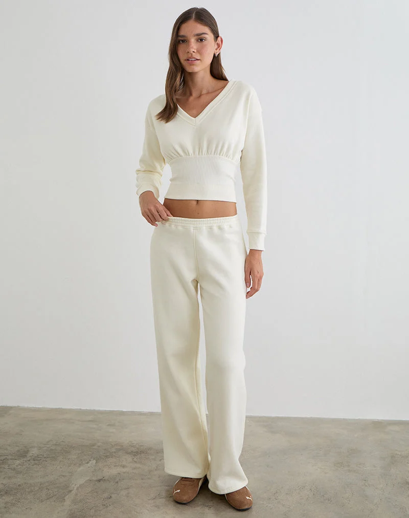 Cille Loose Jogger aus Fleece in Winterweiß