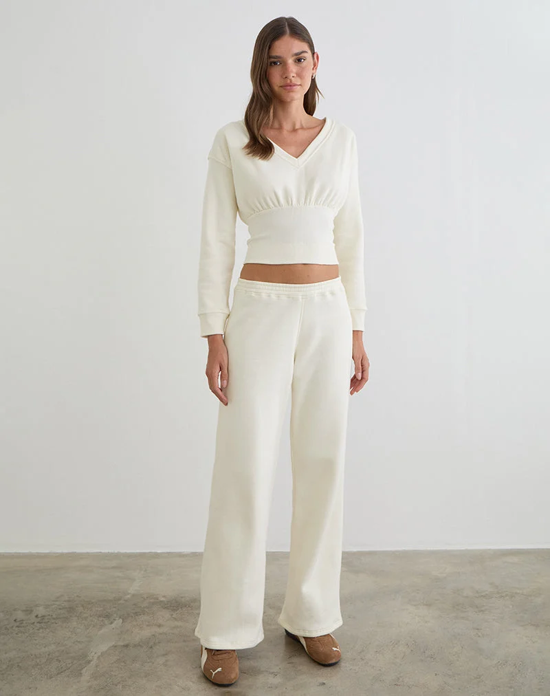 Cille Loose Jogger aus Fleece in Winterweiß
