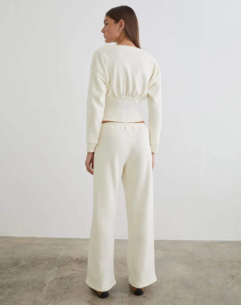 Cille Loose Jogger aus Fleece in Winterweiß