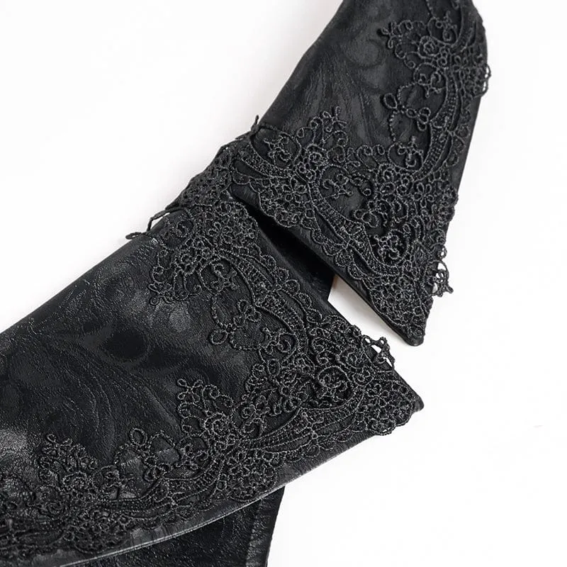 Schwarze Herrenweste mit Gothic-Jacquardmuster, einreihig, Neckholder
