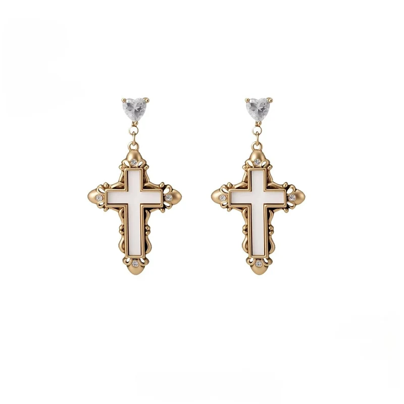 Grunge-Diamant-Kreuz-Ohrringe für Damen