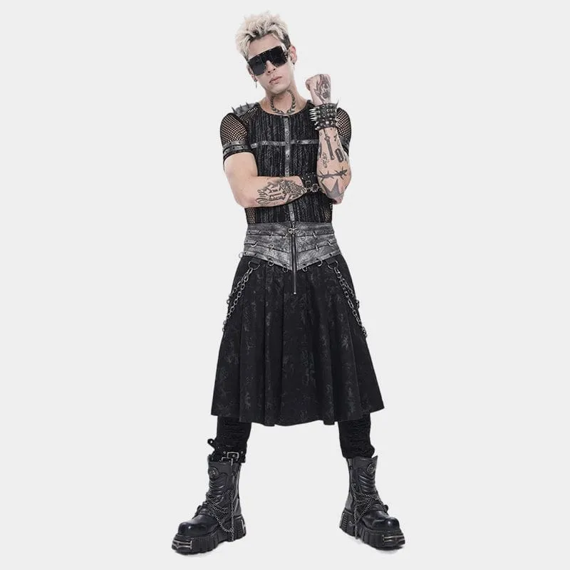 Punk-Rock für Herren mit Ringen, Ketten, Reißverschluss und Falten