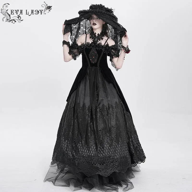 Gothic Rose Rüschen Totenkopf Mesh Hut für Damen