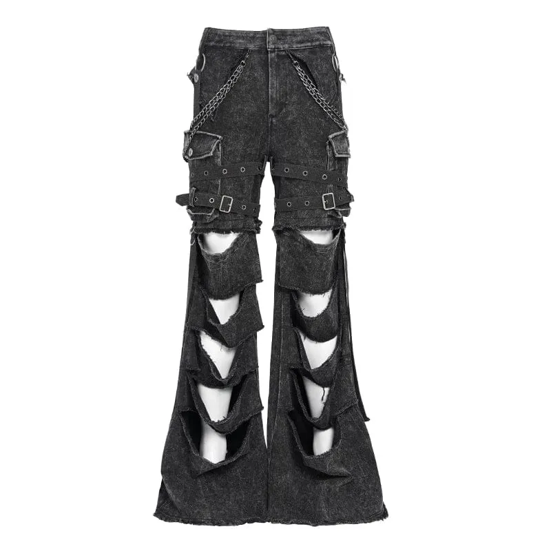 Punk-Hose im Used-Look mit großen Taschen und Kette für Herren