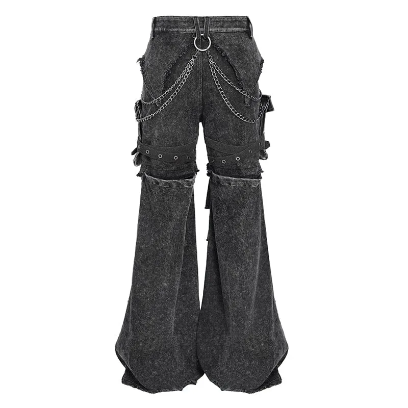 Punk-Hose im Used-Look mit großen Taschen und Kette für Herren