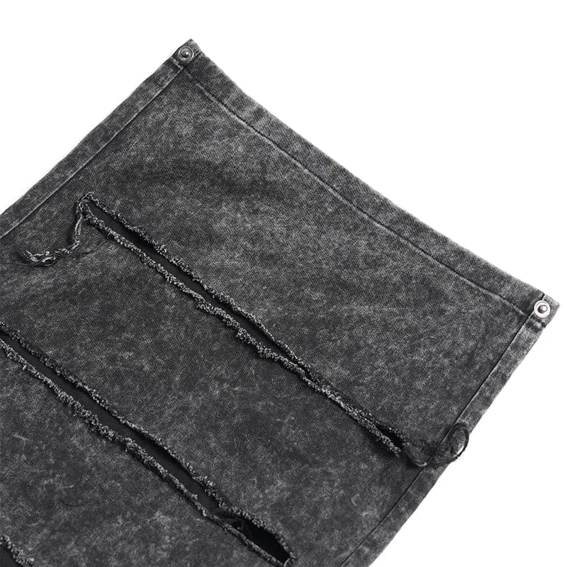 Punk-Hose im Used-Look mit großen Taschen und Kette für Herren