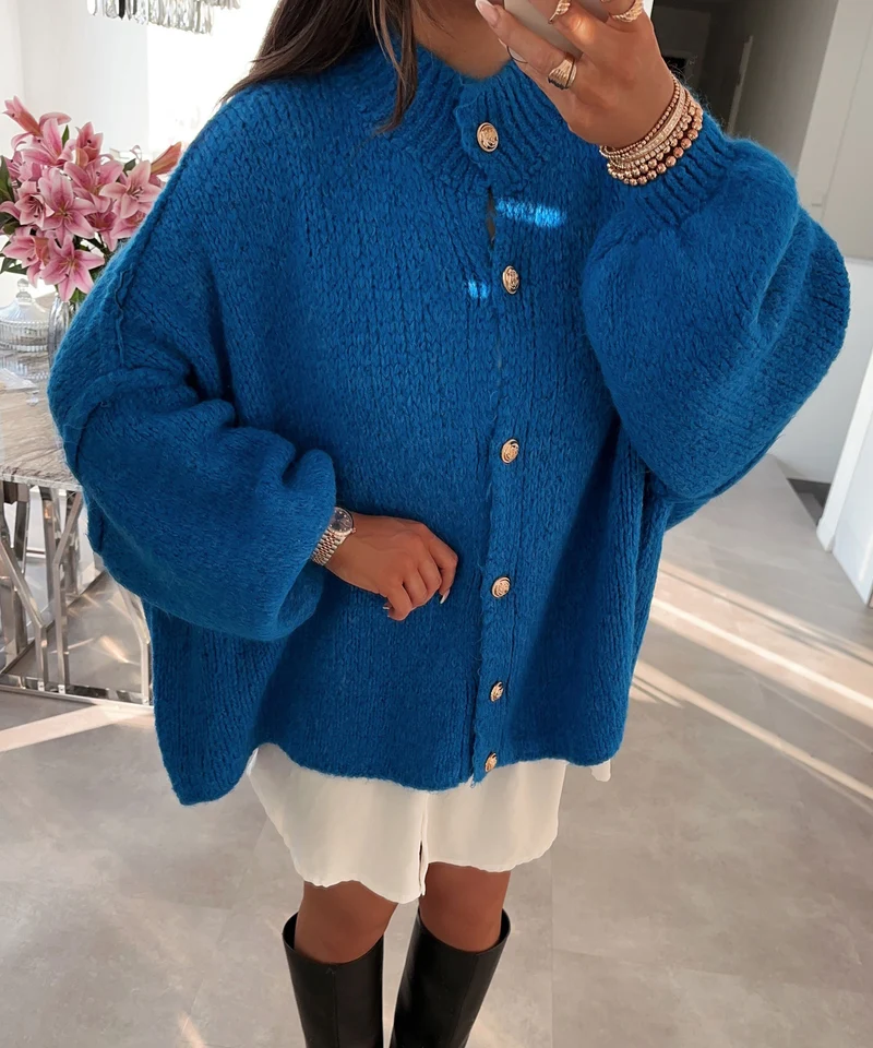Oversize Strickjacke Jalsien Royalblau