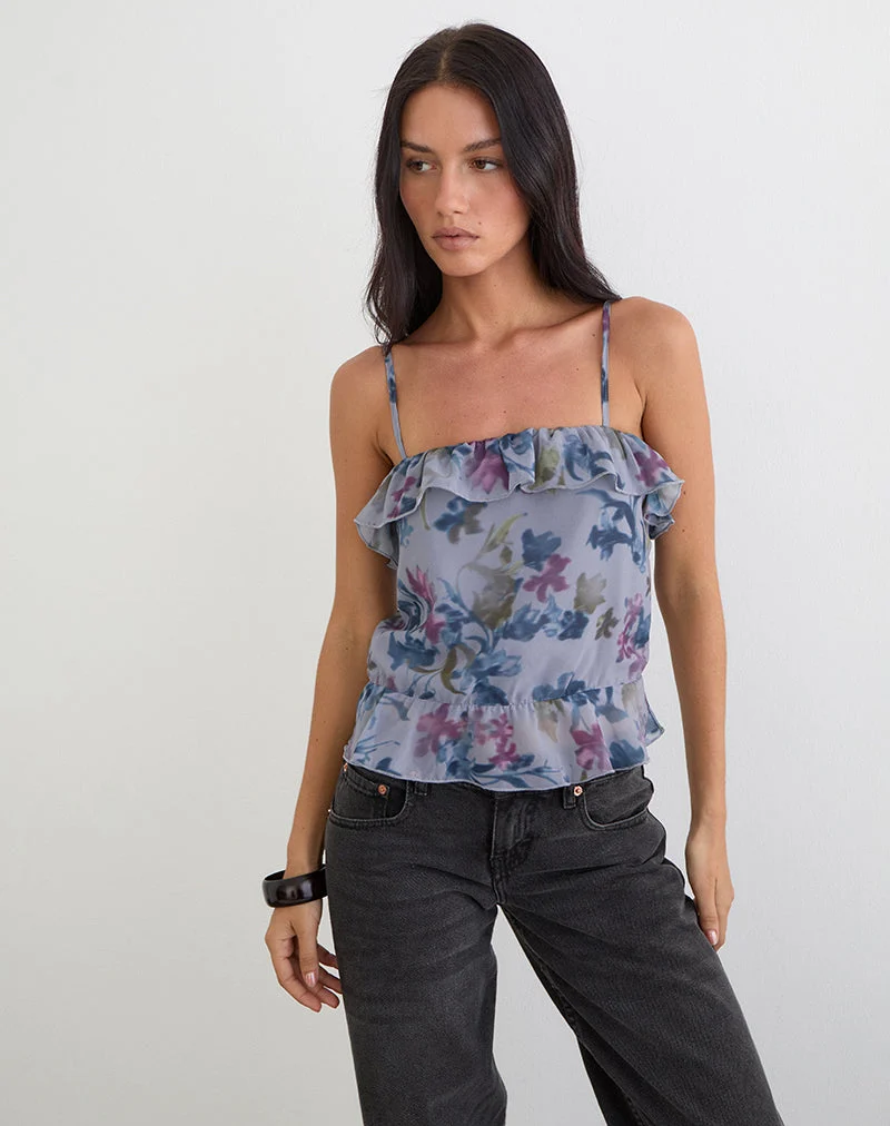 Maitra Cami-Top aus Chiffon in Schattenlilienblau