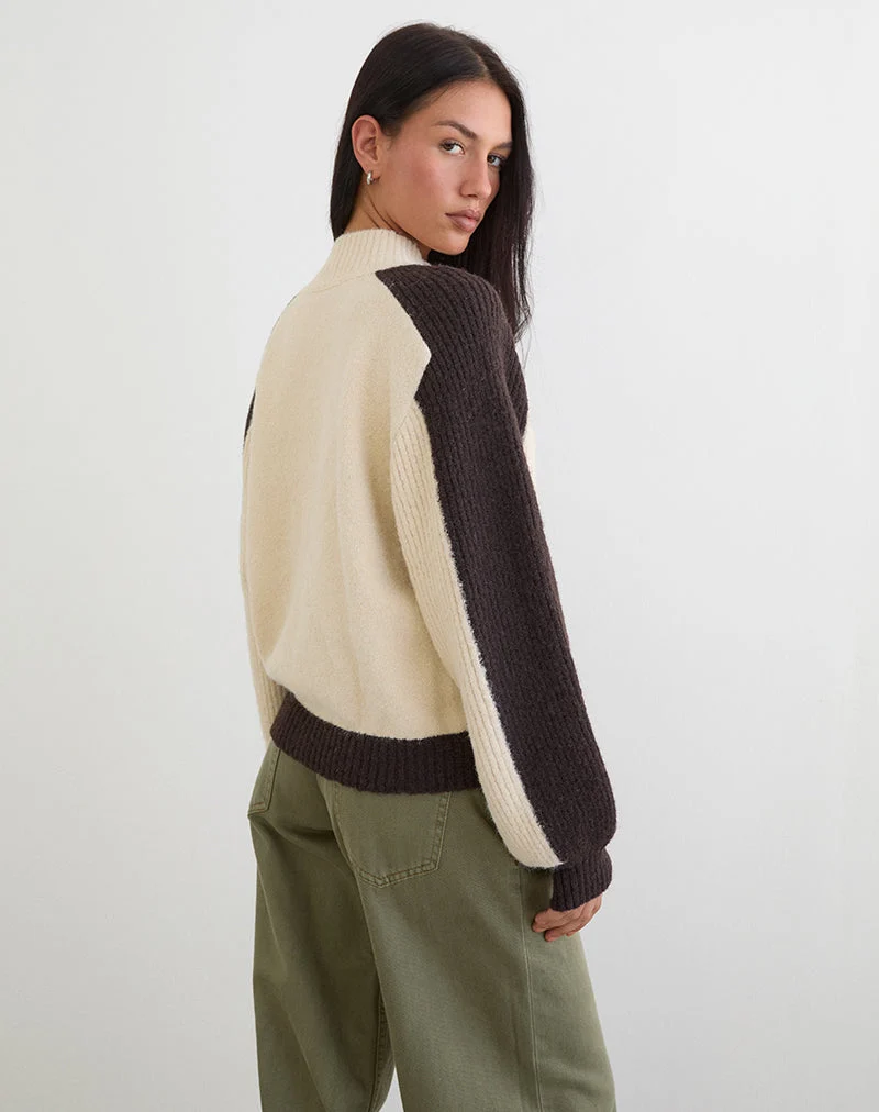 Asrar Pullover aus Strick in Creme und Braun