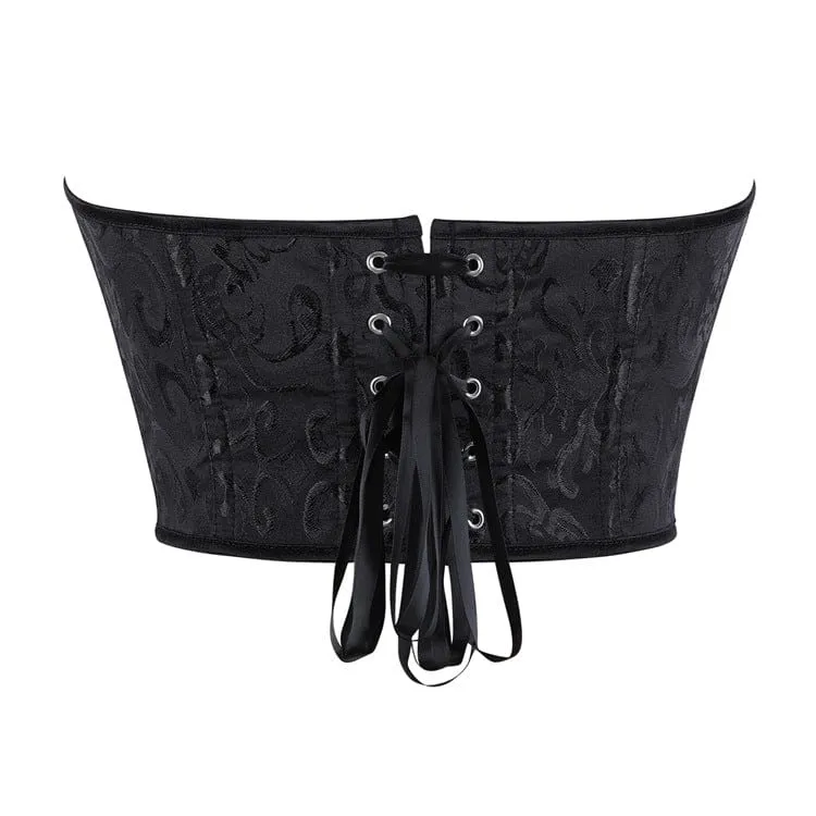 Gothic-Jacquard-Korsett für Damen mit kontrastfarbiger Schnürung und Überbrustumfang