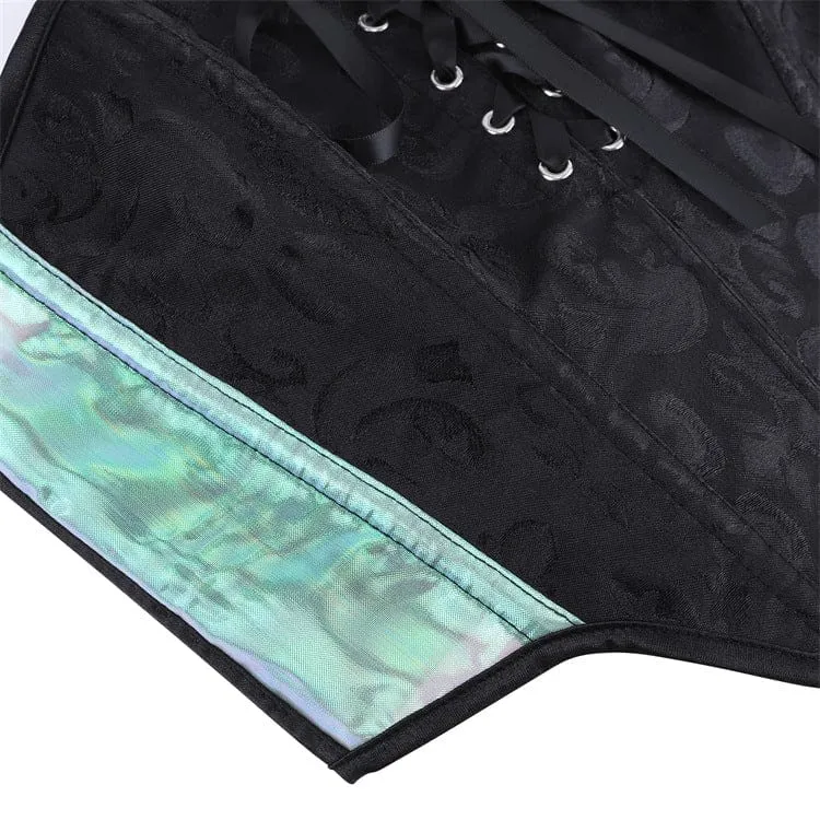 Gothic-Jacquard-Korsett für Damen mit kontrastfarbiger Schnürung und Überbrustumfang