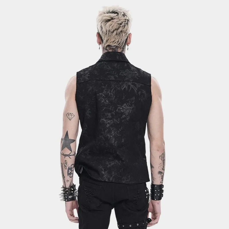 Punk-Herrenoberteil mit Lagenlook, Schnallenriemen und Umlegekragen