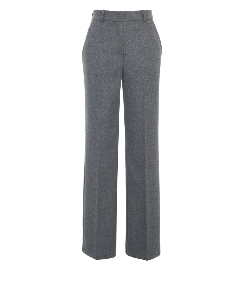 Pantaloni con pieghe stirate in lana
