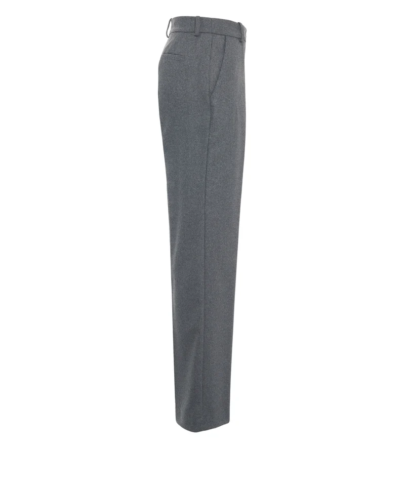 Pantaloni con pieghe stirate in lana