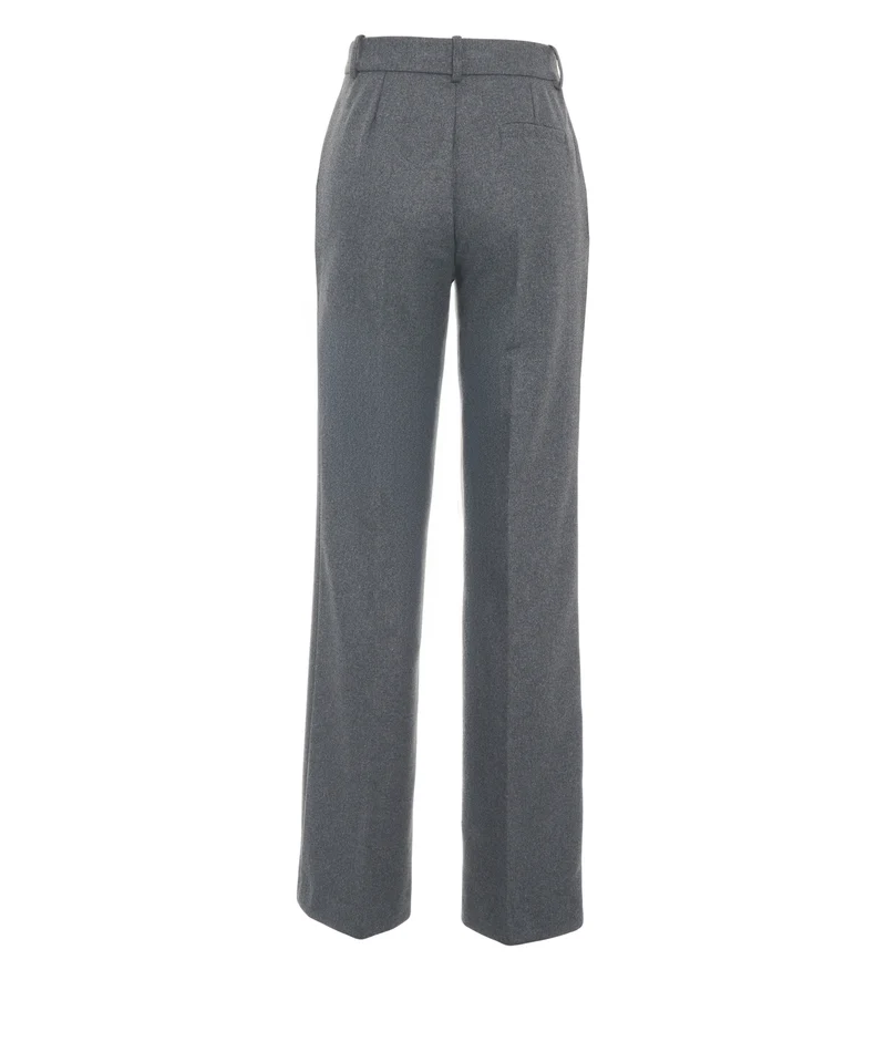 Pantaloni con pieghe stirate in lana