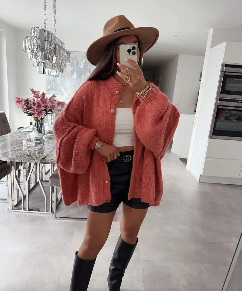 Oversize Strickjacke Jalsien Hellpeach