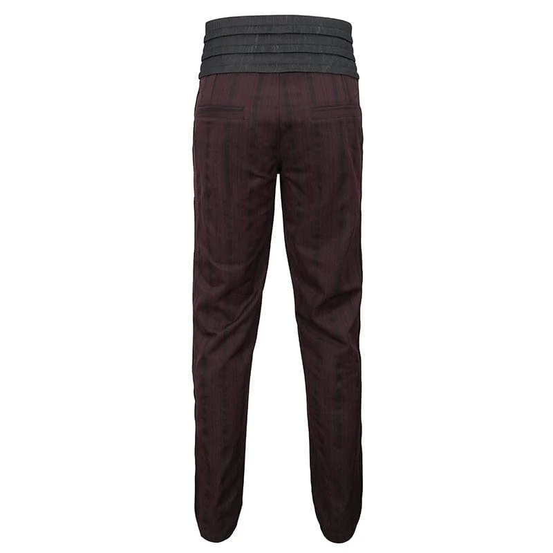 Gothic gerippte Hose mit hoher Taille für Herren Rot