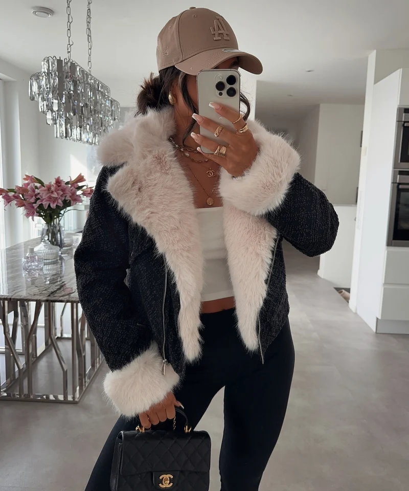 Jacke mit Kunstfell Lumaia Dunkelgrau