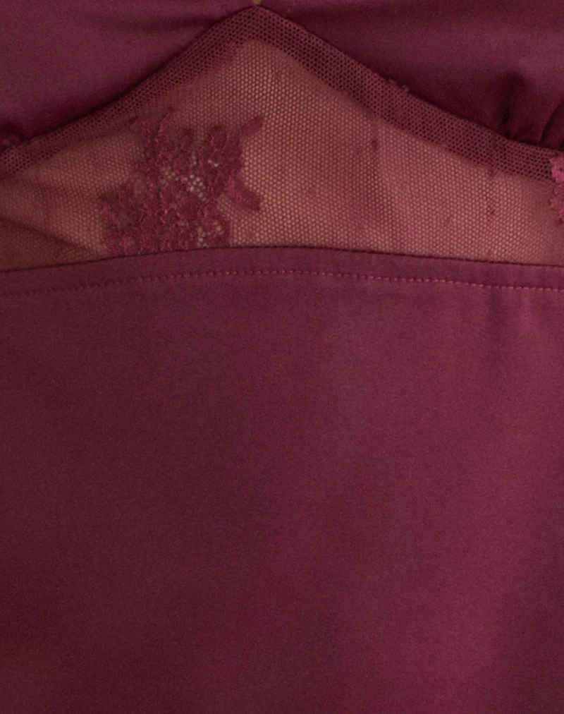 Valeska Spitzen-Einsatz-Oberteil aus Satin Zinfandel