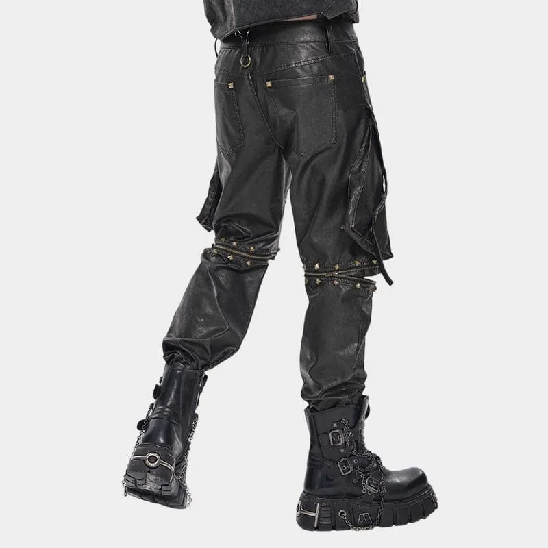 Punk-Herrenhose mit großen Taschen, Ösen und Nieten sowie abnehmbaren Beinen