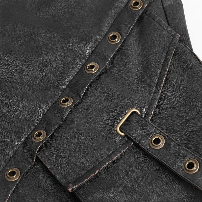 Punk-Herrenhose mit großen Taschen, Ösen und Nieten sowie abnehmbaren Beinen