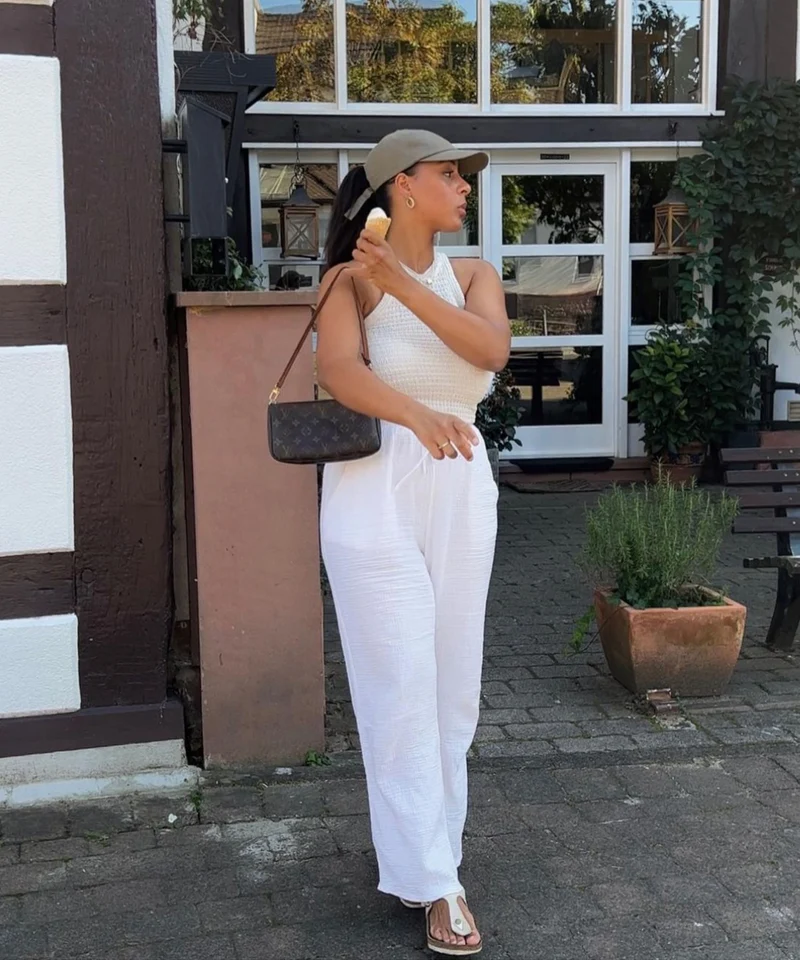 Musselin Hose Abril Weiß
