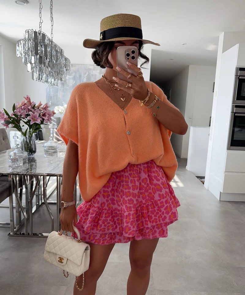 Kurzarm Cardigan Liz Orange