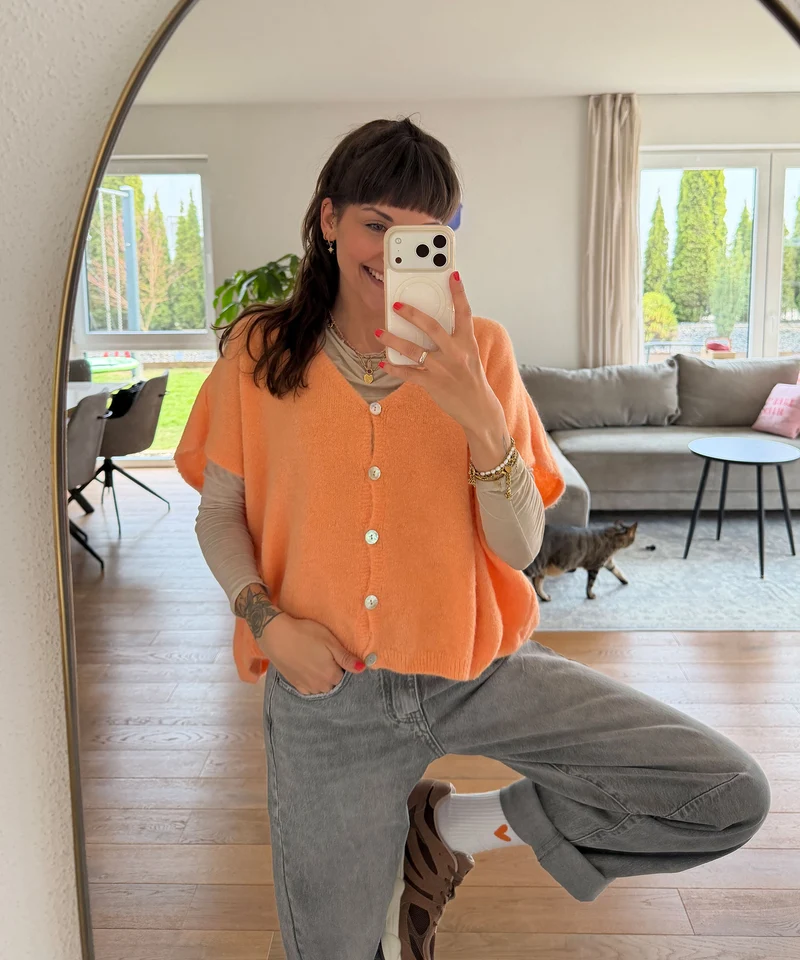 Kurzarm Cardigan Liz Orange