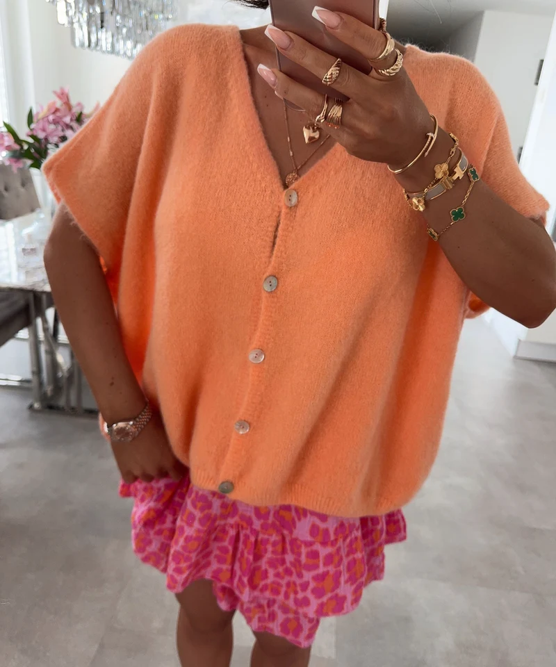 Kurzarm Cardigan Liz Orange