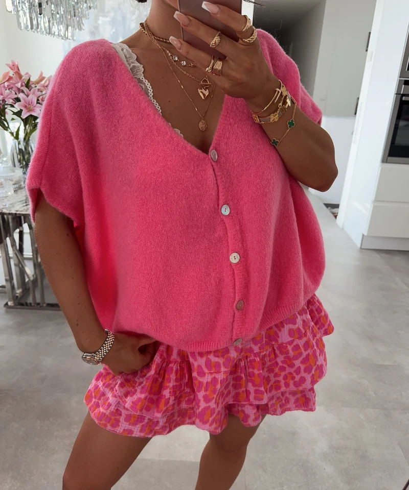 Kurzarm Cardigan Liz Pink