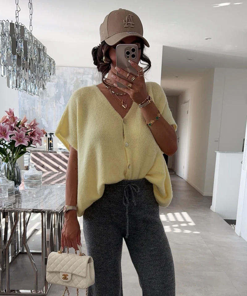 Kurzarm Cardigan Liz Gelb