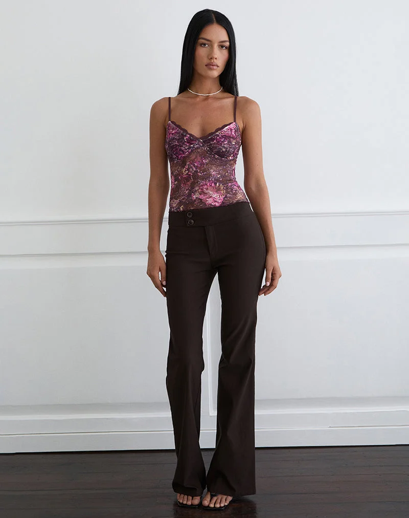 Rubik Cami Top in abstraktem Rosarot und Pflaume