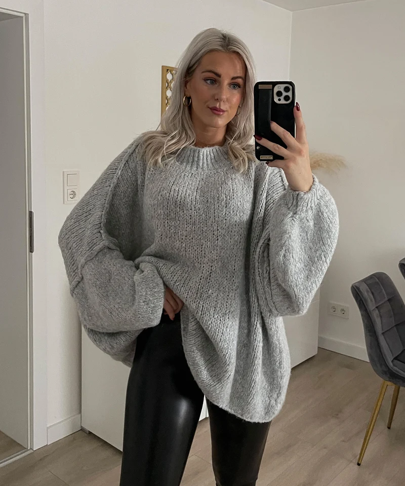 Oversize Pullover Nata Hellgrau