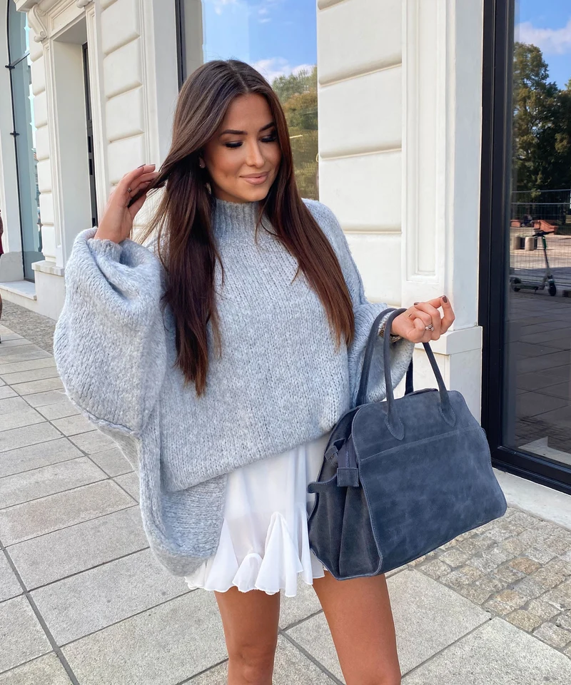 Oversize Pullover Nata Hellgrau