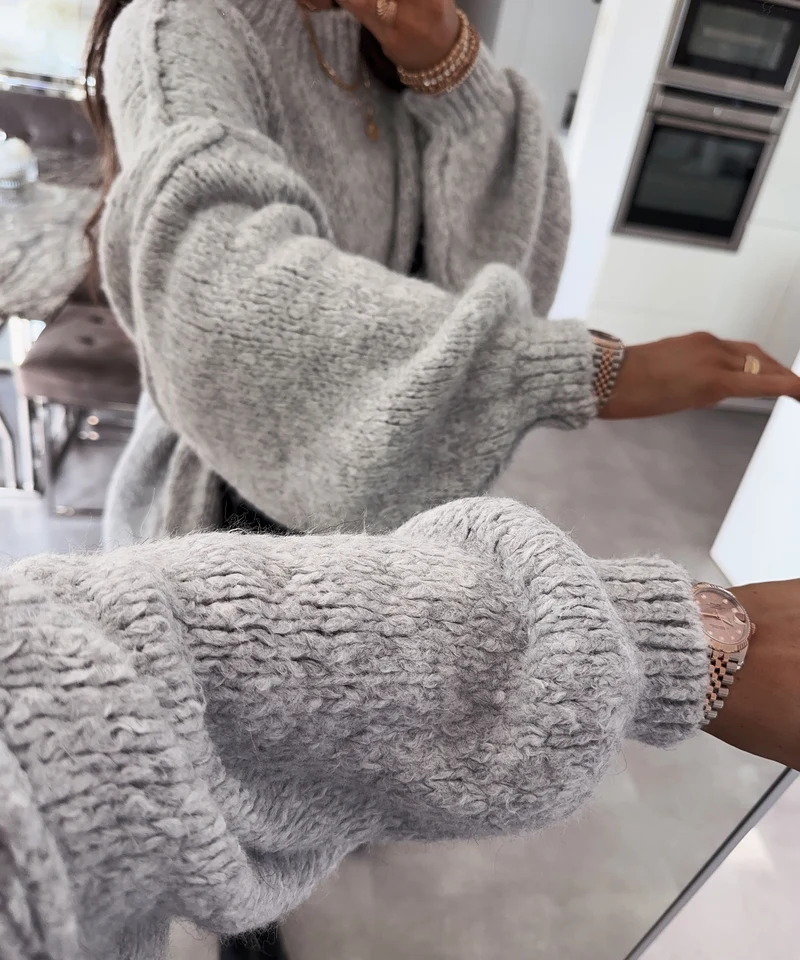 Oversize Pullover Nata Hellgrau