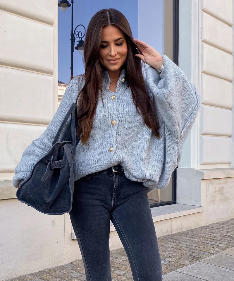 Oversize Strickjacke Jalsien Grau