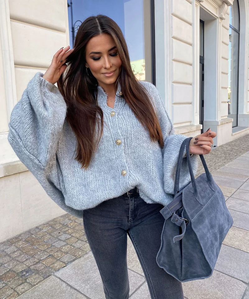 Oversize Strickjacke Jalsien Grau