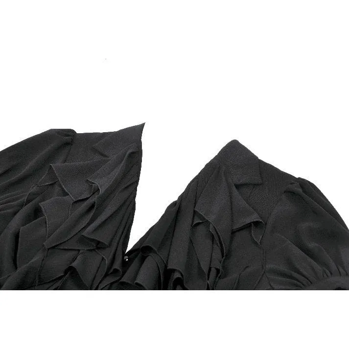 Gothic-Bluse mit tiefem Ausschnitt und Puffärmeln für Damen