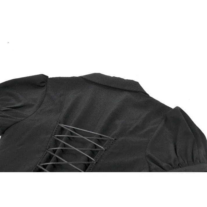 Gothic-Bluse mit tiefem Ausschnitt und Puffärmeln für Damen