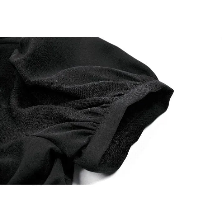 Gothic-Bluse mit tiefem Ausschnitt und Puffärmeln für Damen