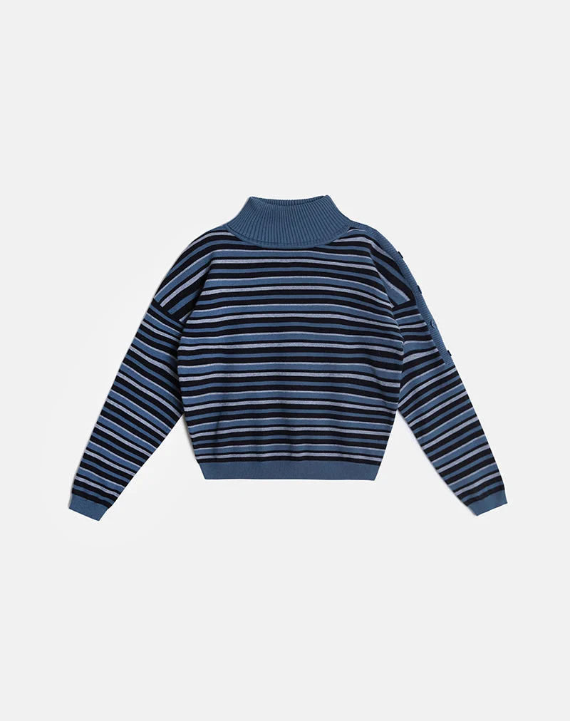 Muniar Pullover aus gestricktem Streifenstoff in Blaugrau