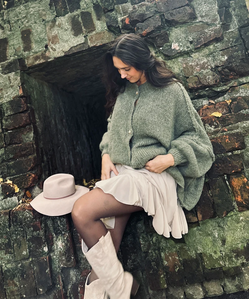 Oversize Strickjacke Jalsien Khaki