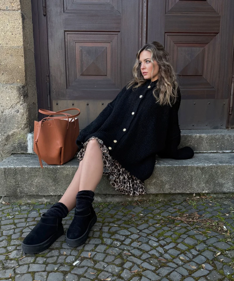 Oversize Strickjacke Jalsien Schwarz