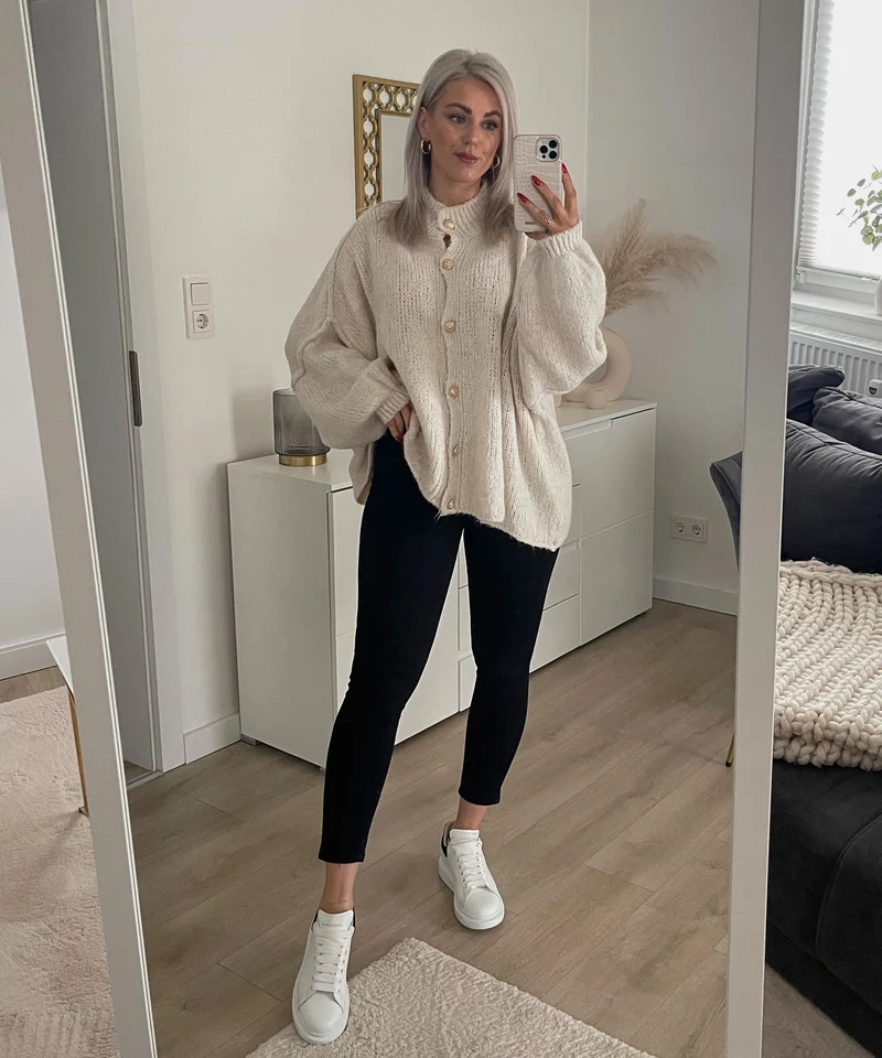 Oversize Strickjacke Jalsien Beige