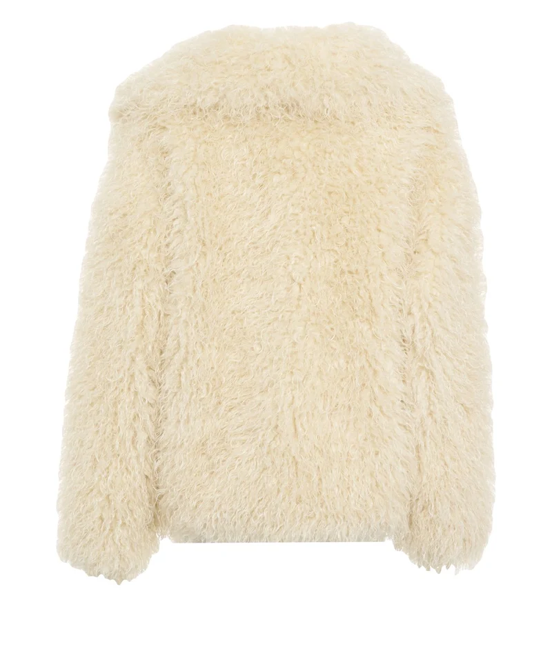 Giacca in ecopelliccia con scollo a scialle