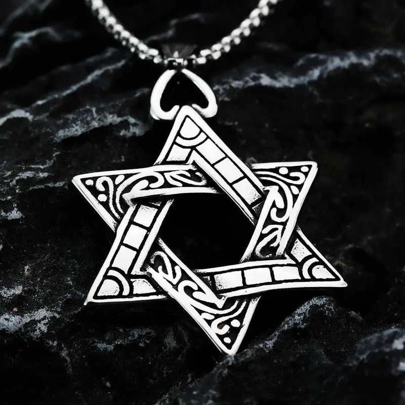 Punk-Halskette mit Davidstern für Herren