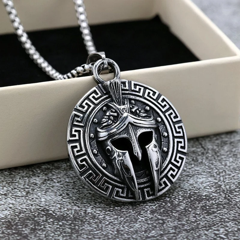 Punk Meander Spartan Helmet Halskette für Herren